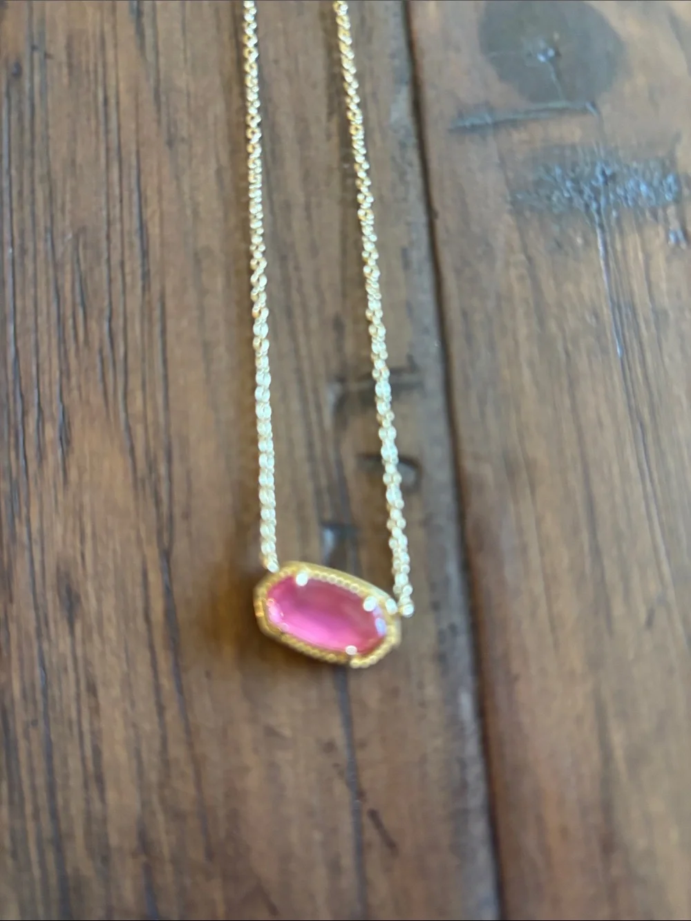 Kendra Scott Gold Necklace with Pink Oval Stone